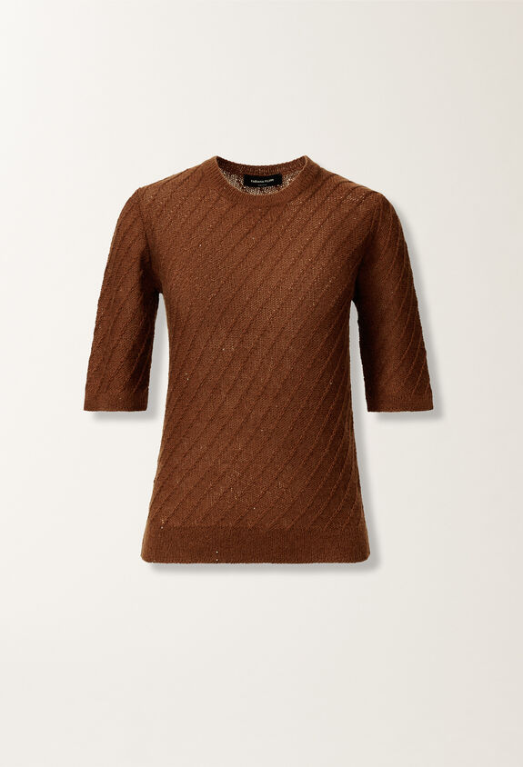 Fabiana Filippi Wool and silk sweater with sequins, mahogany BROWN MAD215F110D2960000