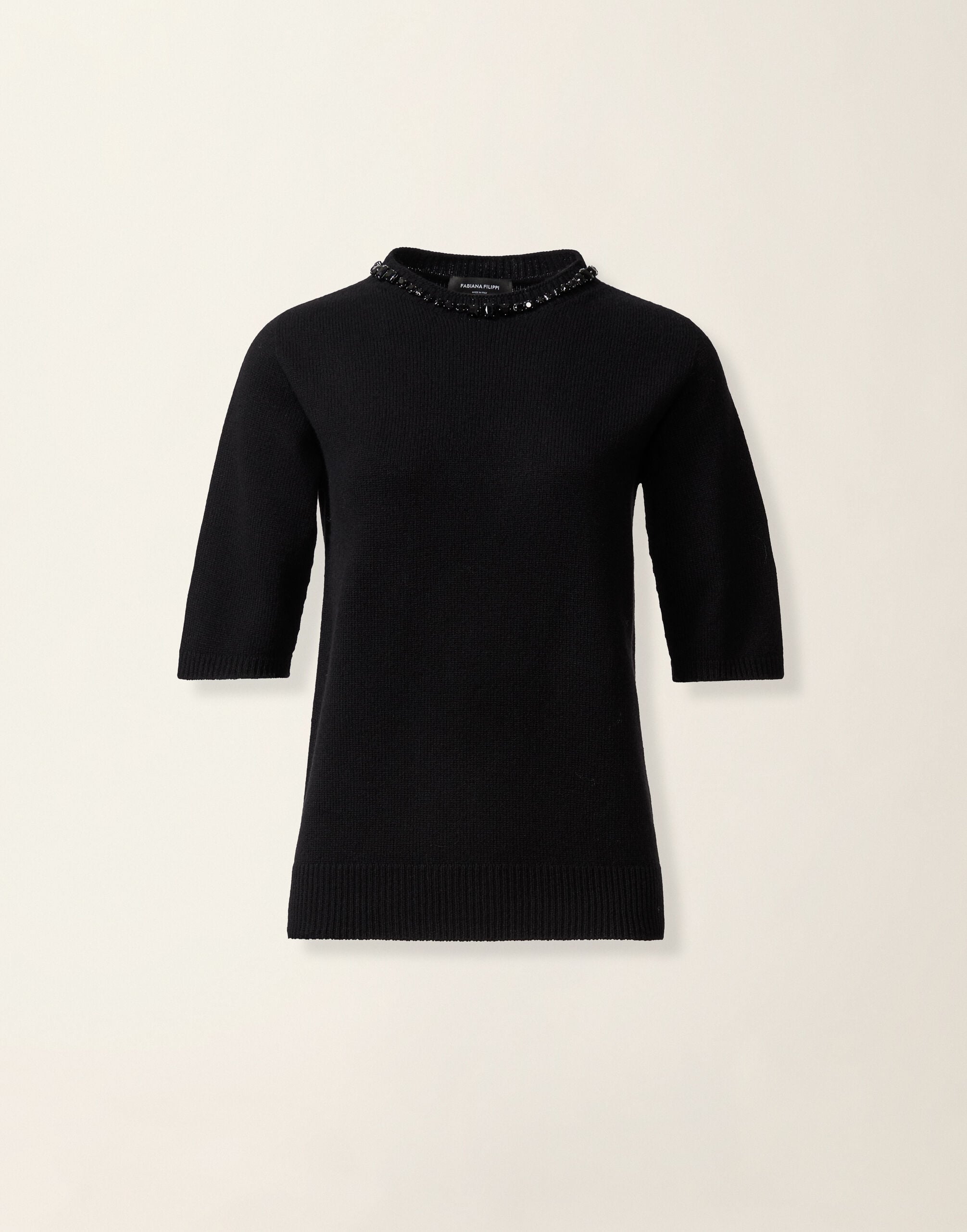 Platinum sweater with crystals, black Fabiana Filippi Platinum sweater with crystals, black Black MAD226F490M4800000