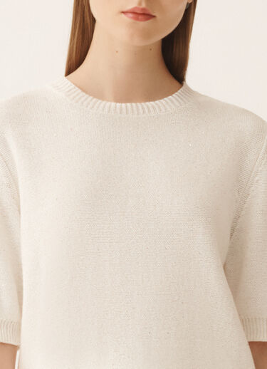 Fabiana Filippi White cotton and linen sweater with sequins White MAD266F490D2730000