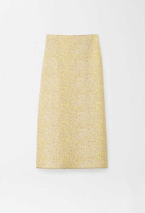 Fabiana Filippi Tweed pencil skirt, white, sun and gold GND274F815H5400000