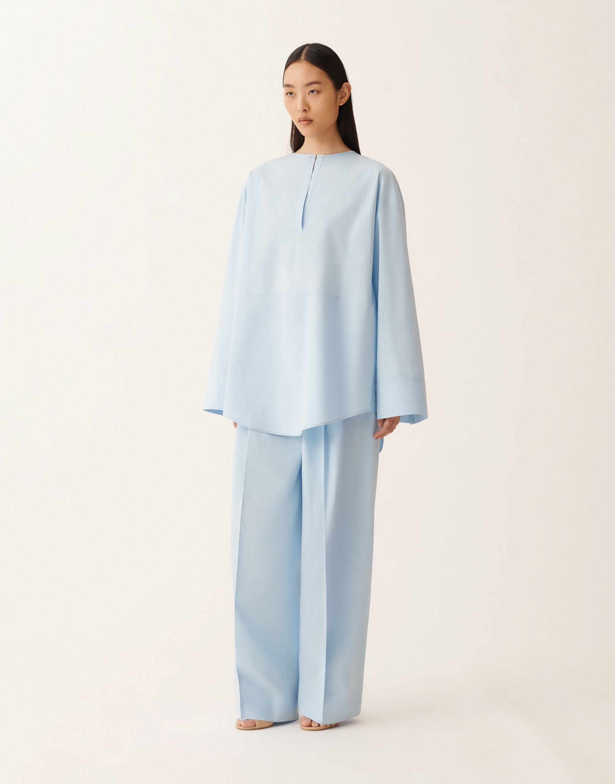 Sky blue poplin shirt for Women | Fabiana Filippi®