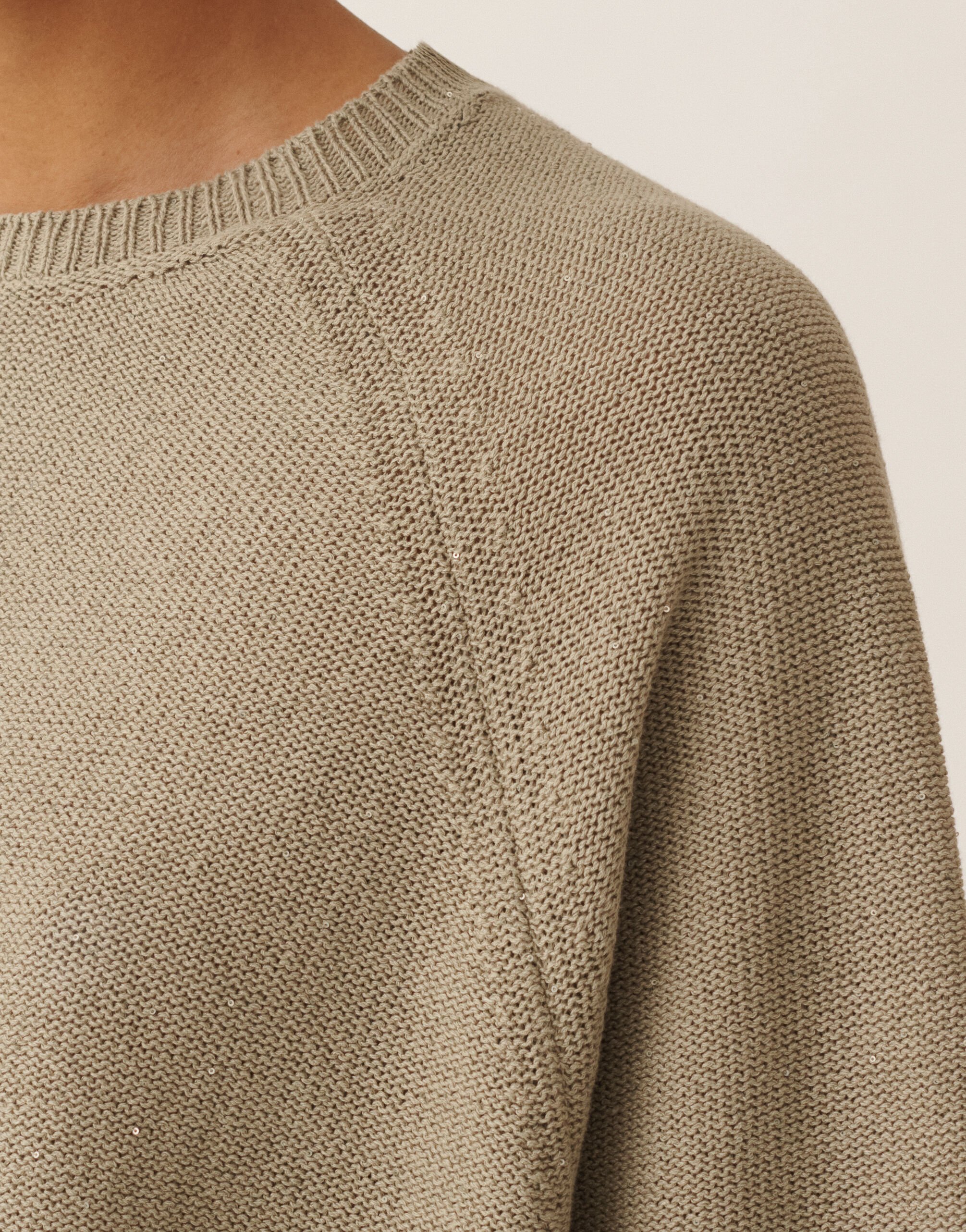 Cotton and linen cape with sequins, khaki Fabiana Filippi Cotton and linen cape with sequins, khaki KHAKI MAD266F349D2730000