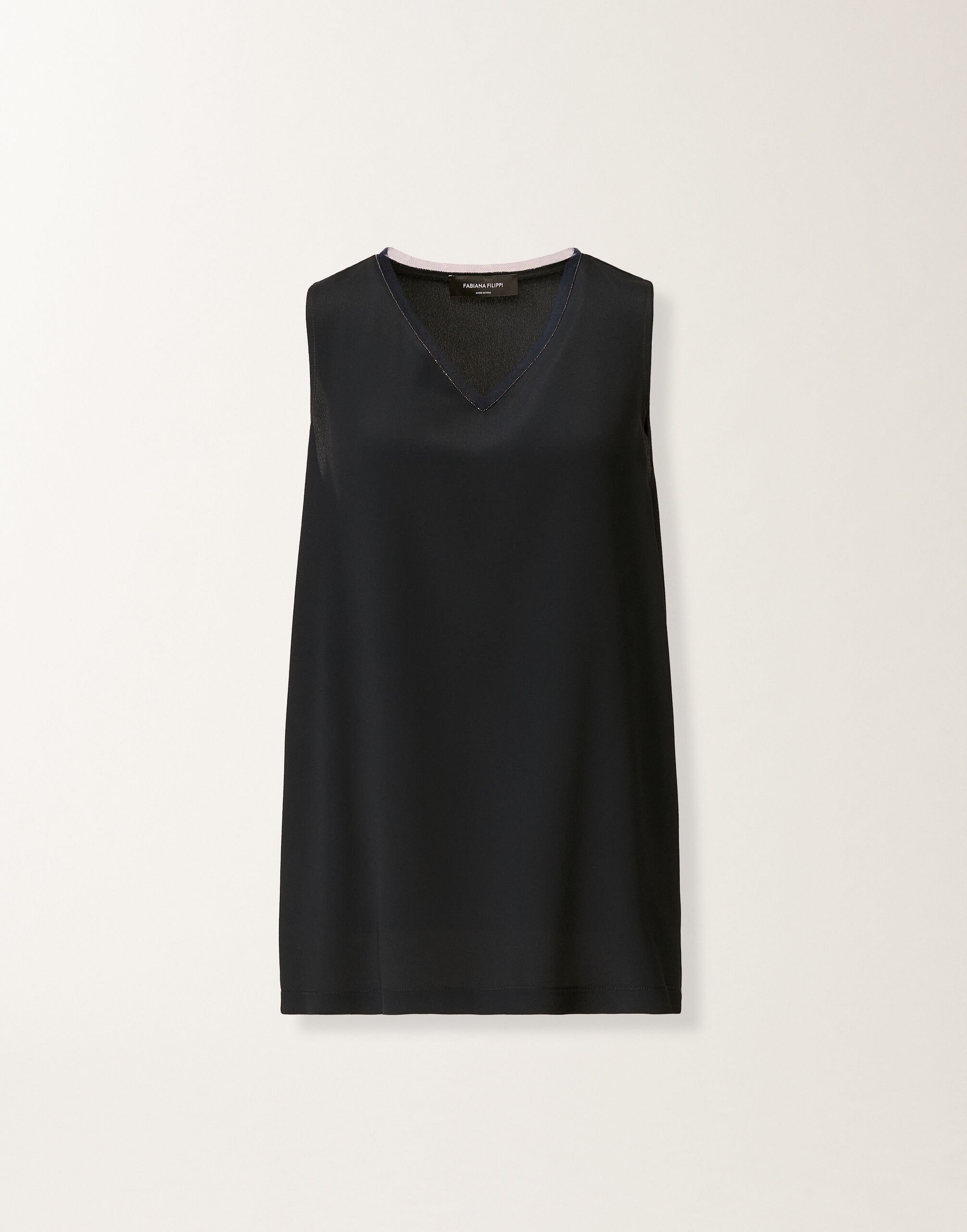 Fabiana Filippi Crepe de chine tank top, midnight blue Blue TPD266F295L7750000