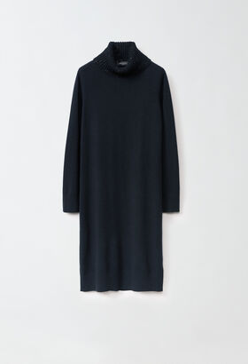 Fabiana Filippi PLATINUM TURTLE NECK KNIT DRESS WITH SEQUIN COLLAR GREEN MAD224F015SK160000