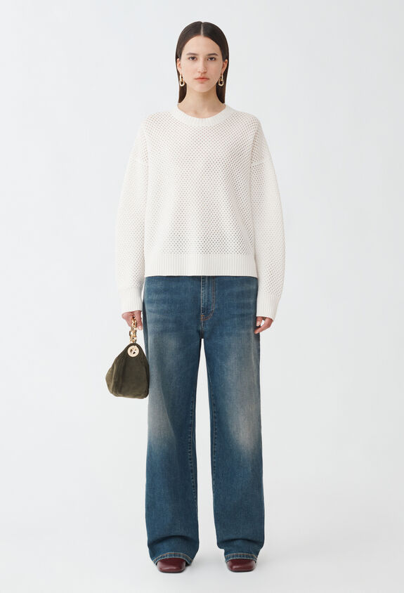 Fabiana Filippi MESH CREW NECK SWEATER WHITE MAD224F526L0380000
