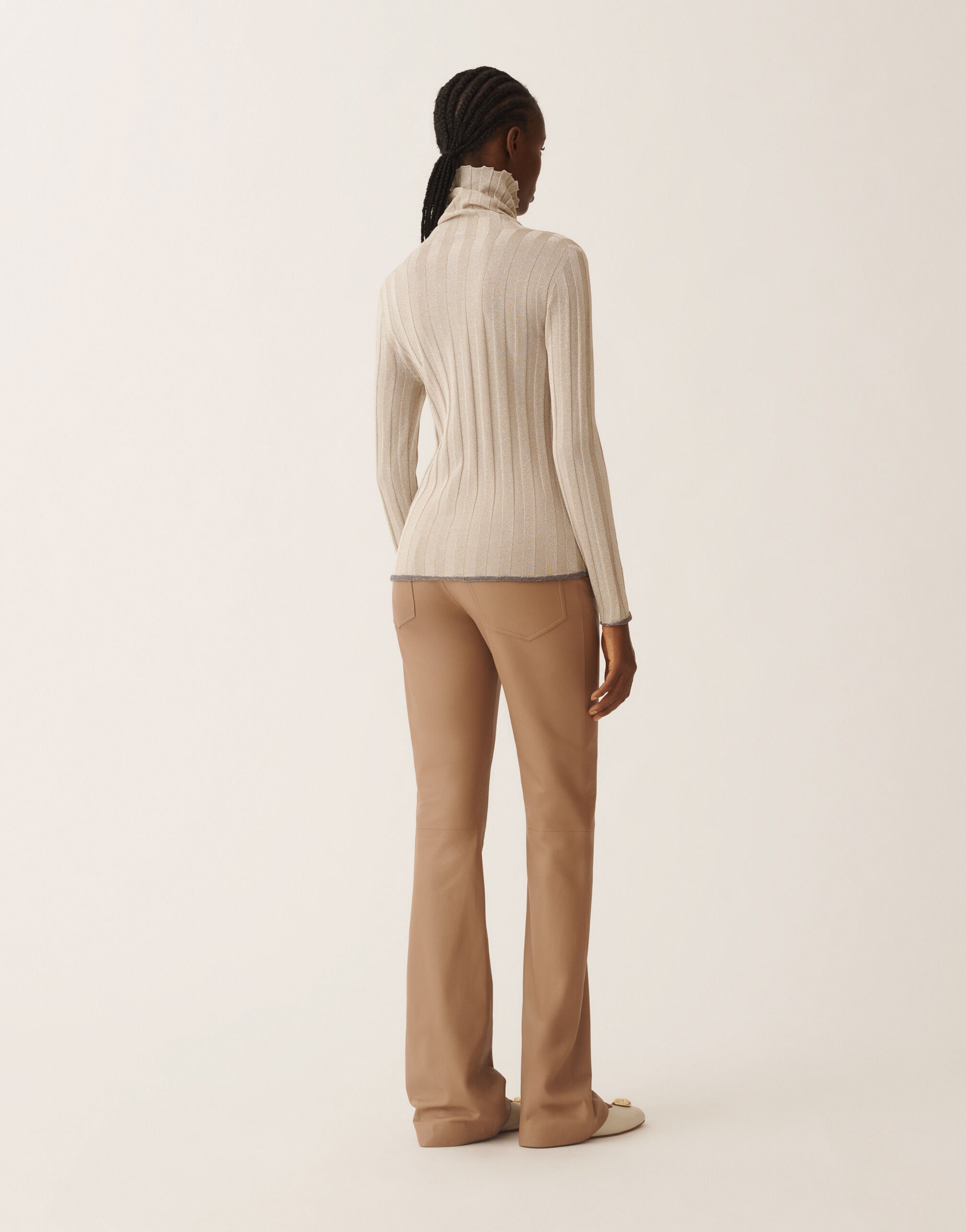 Fabiana Filippi Lurex-Rollkragenpullover, weiß und grau Weiß MAD225F518L6240000