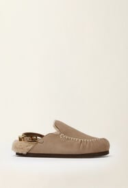 Shearling-lined suede slippers, falcon Fabiana Filippi Shearling-lined suede slippers, falcon Falcon ASD226A990M5490000