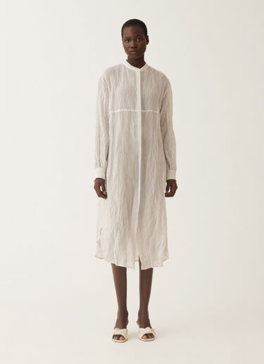 Fabiana Filippi Wavy pinstripe cotton dress, black and white WHITE ABDC02F102H5590000