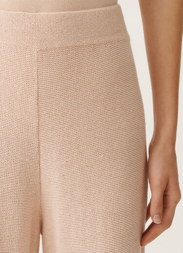 Fabiana Filippi Pantalone in cotone e lino con paillettes, cipria ROSA PAD265F351D2730000