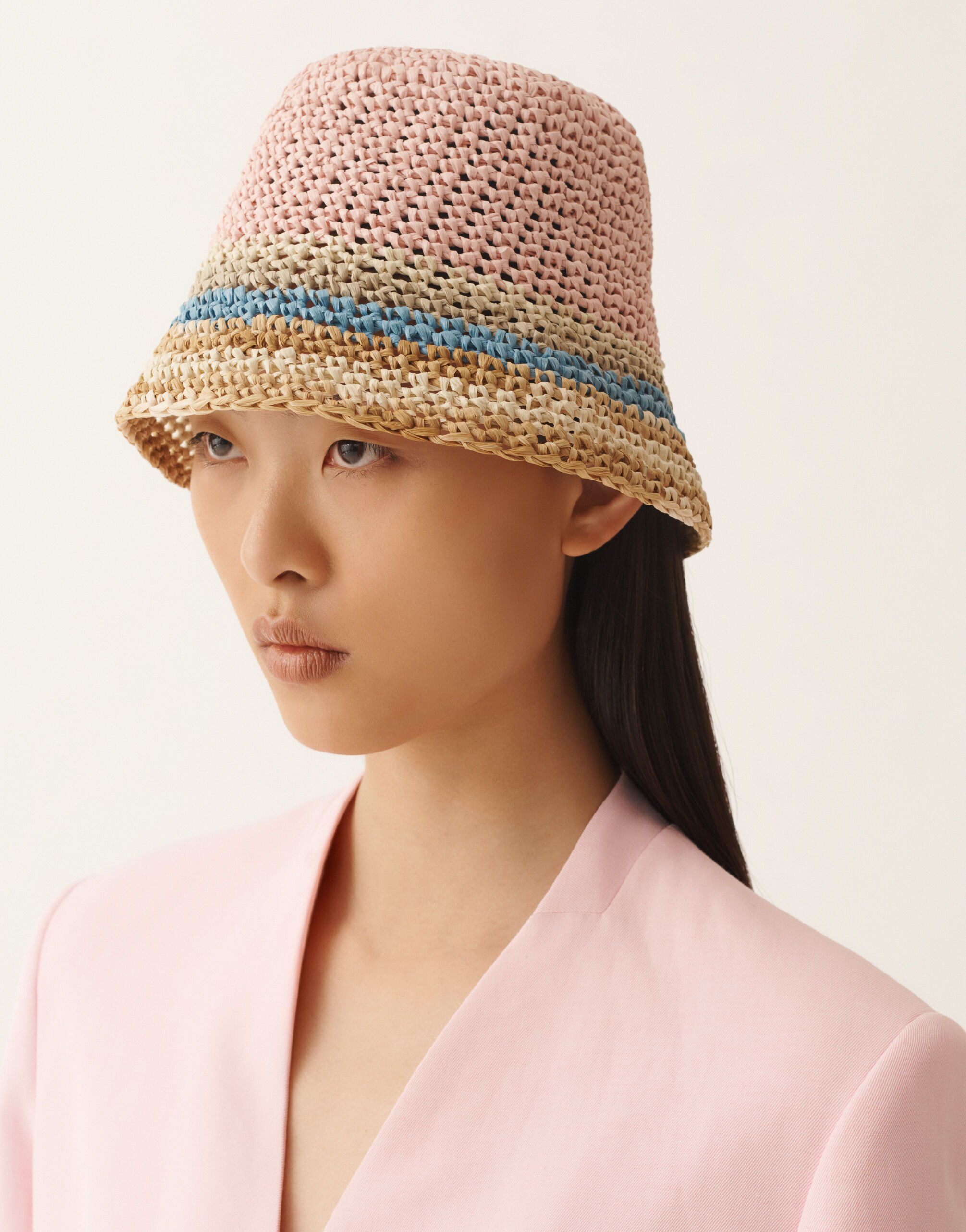 Crochet fisherman hat in raffia, various colors for Women