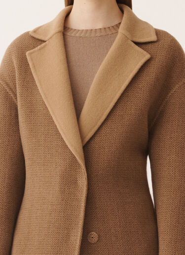 Fabiana Filippi Coat in soft double chevron, camel and ebony Brown CTD225F715L6430000