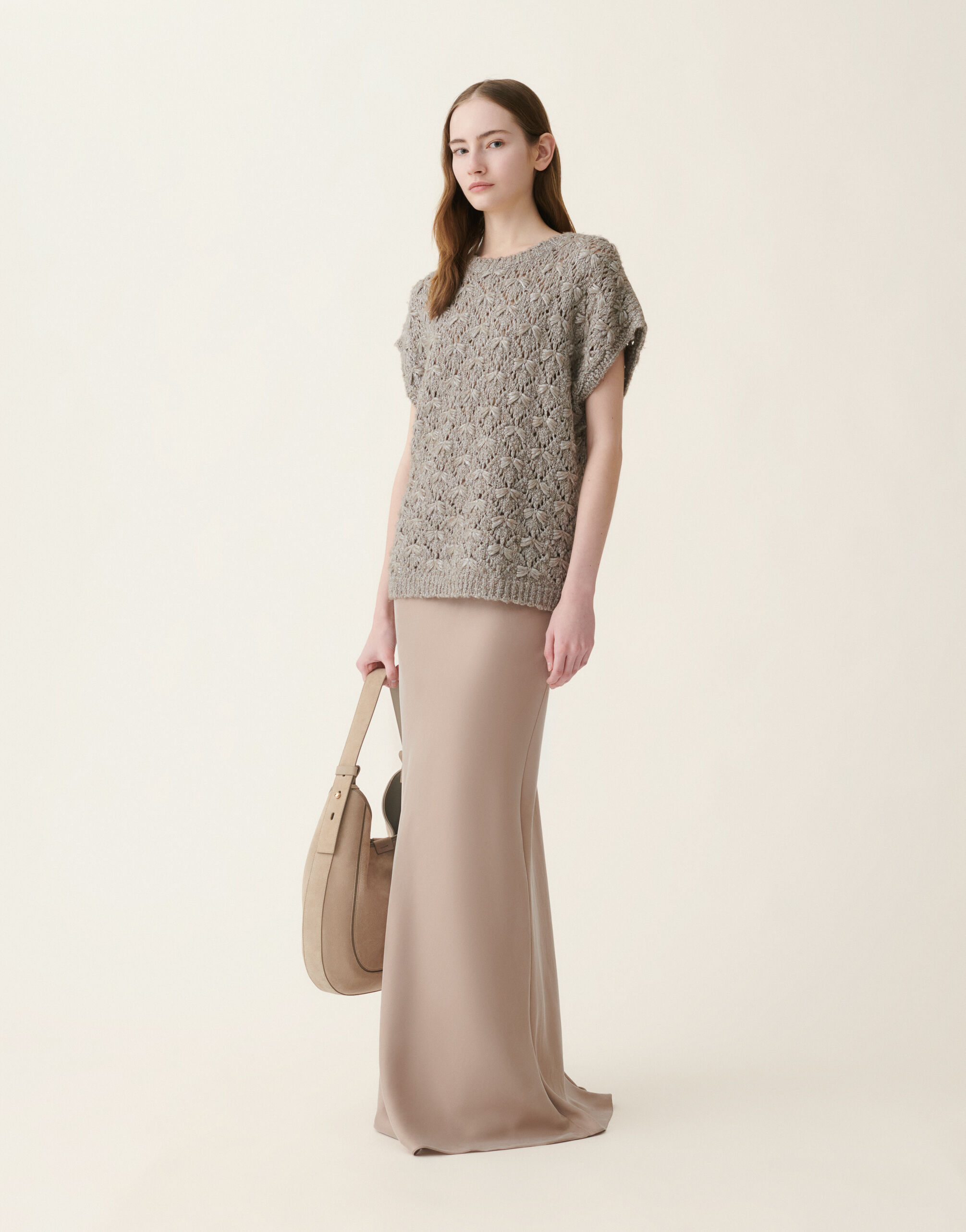 Oversized-Pullover aus gepolstertem Garn, mocha Fabiana Filippi Oversized-Pullover aus gepolstertem Garn, mocha Mocha MAD216F101M3150000
