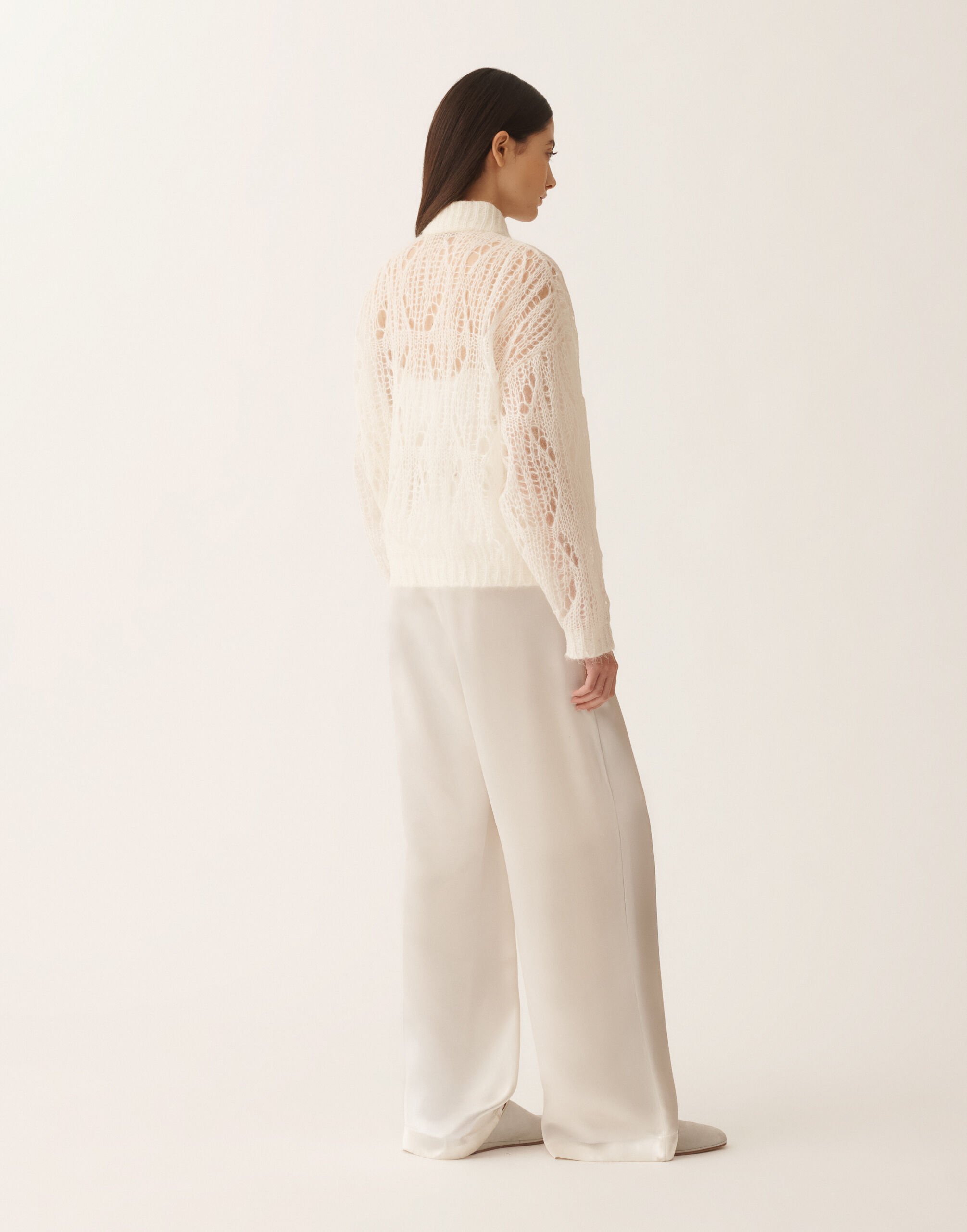 Mohair bomber jacket with coating, raffia Fabiana Filippi Mohair bomber jacket with coating, raffia White MAD266F123L7760000