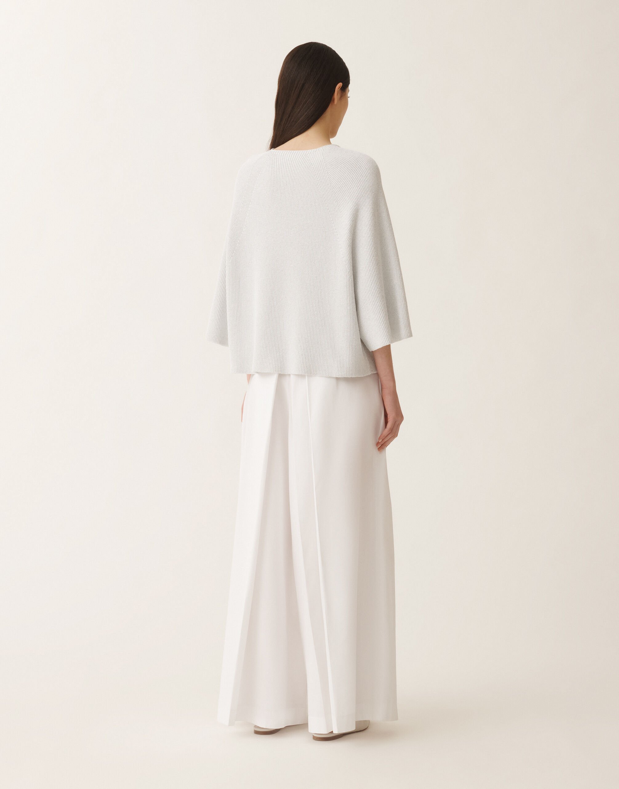 Fabiana Filippi Organic cotton and lurex cape sweater, optical white WHITE MAD275F495L4520000