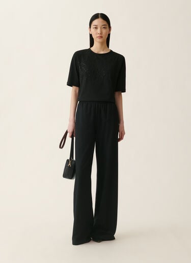 Embroidered jersey T-shirt, black Fabiana Filippi Embroidered jersey T-shirt, black Black JED226F558M4590000