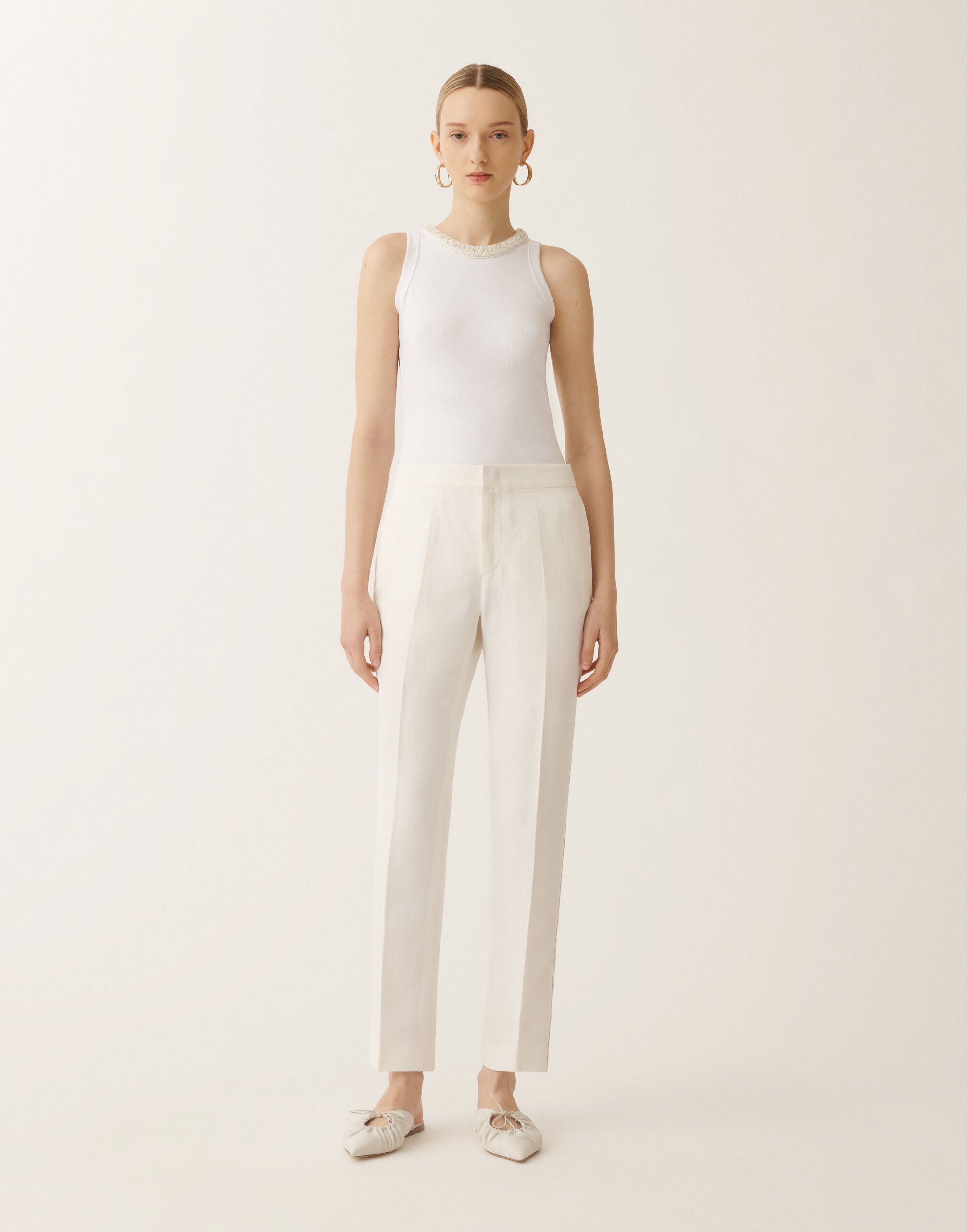 Fabiana Filippi Hose Montefalco aus Leinen und Viskose, weiß WEISS PAD275F326L3100000