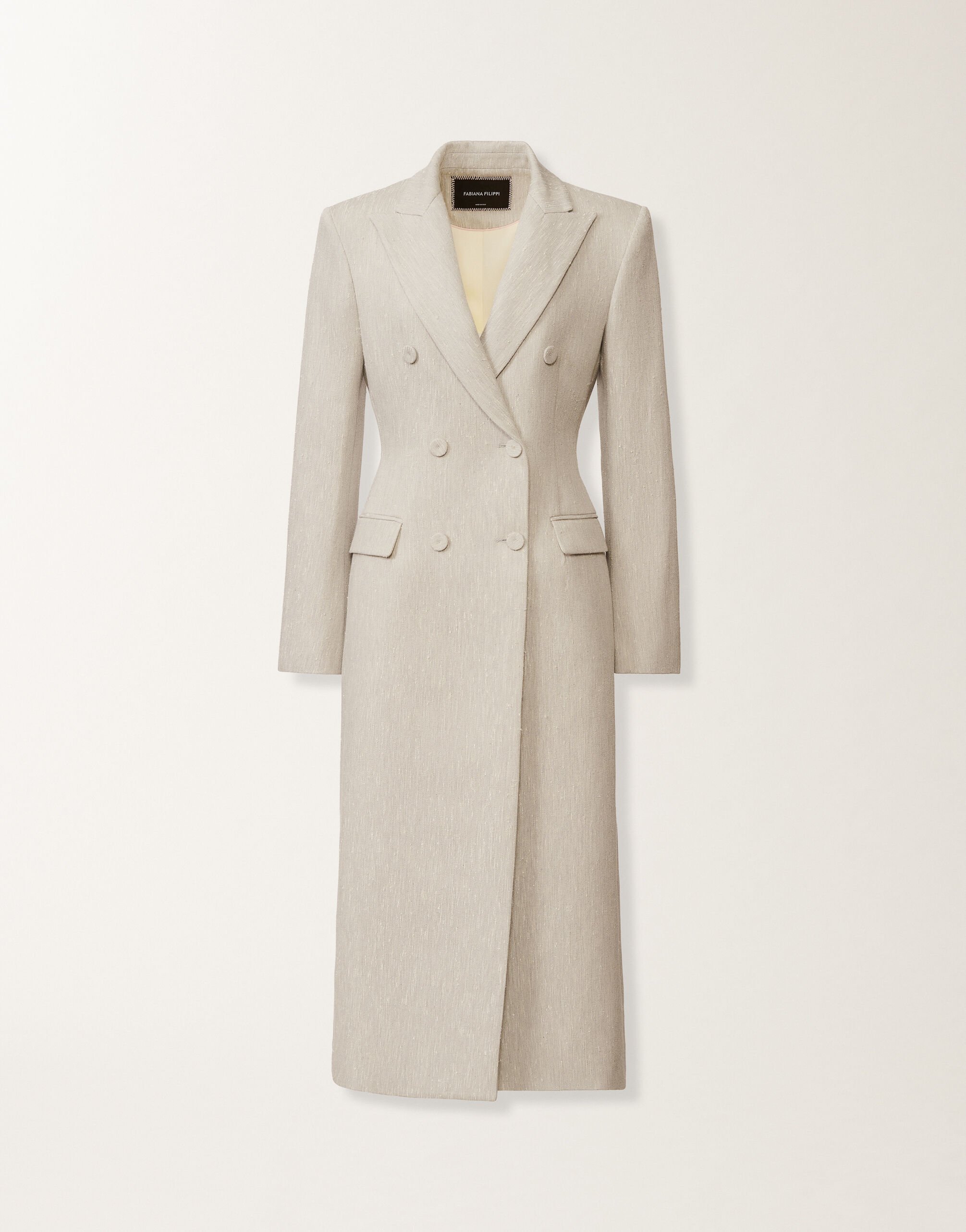 Tailored redingote in ice fil coupé drop pattern Fabiana Filippi Tailored redingote in ice fil coupé drop pattern Gray CTD266F437D9570000