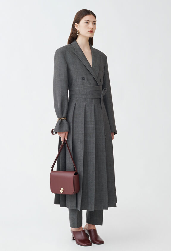Fabiana Filippi PRINCE OF WALES HIGH WAISTED PLEATED SKIRT GREY GND214F349D7280000
