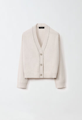 Fabiana Filippi Platinum boxy cardigan, greige BLUE MAD214F096D7230000