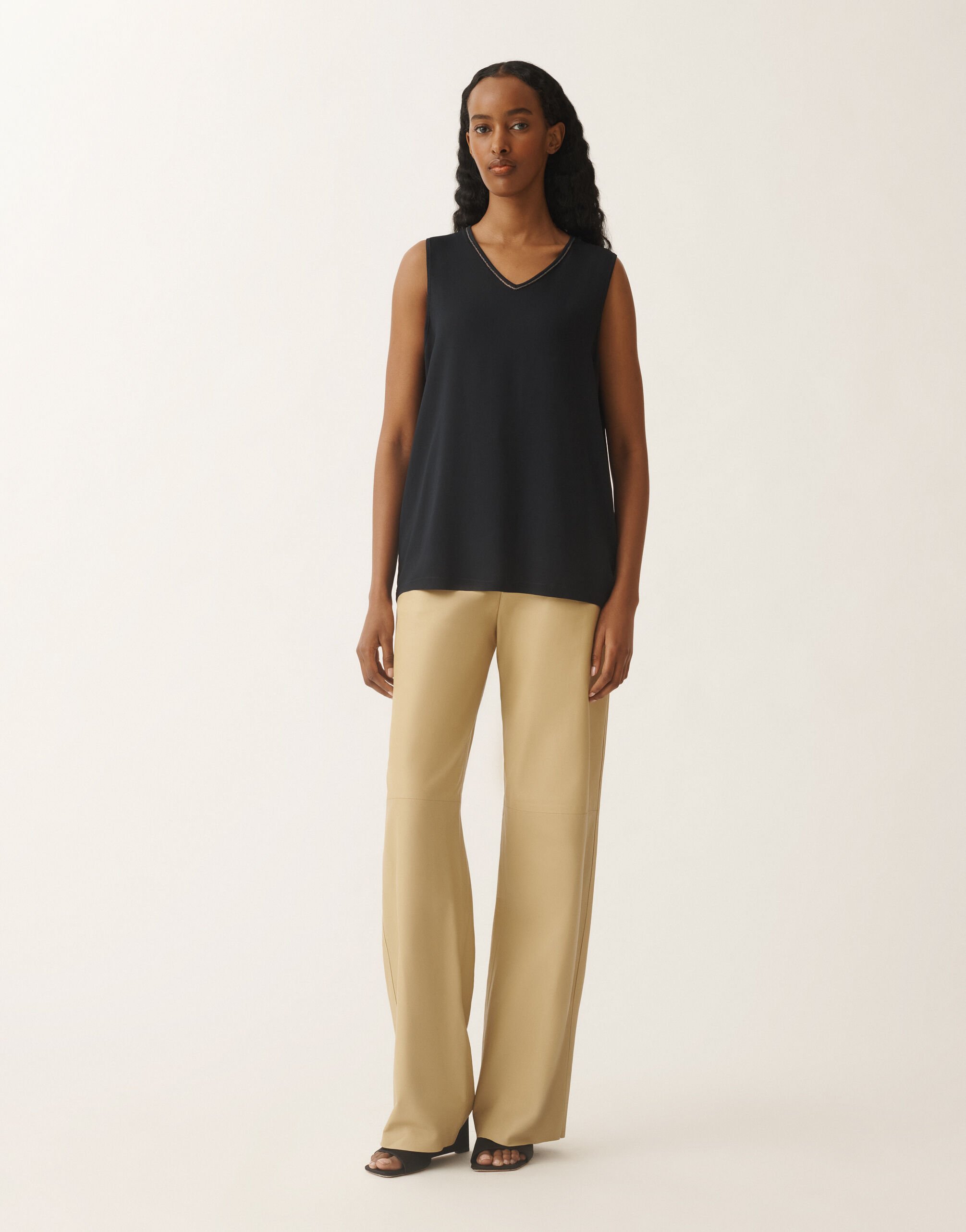 Fabiana Filippi Stretch sablé top, midnight blue BLUE TPD265F773L2350000