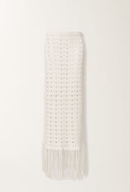 Fabiana Filippi Platinum skirt with fringes, raffia WHITE GND215F402L5980000