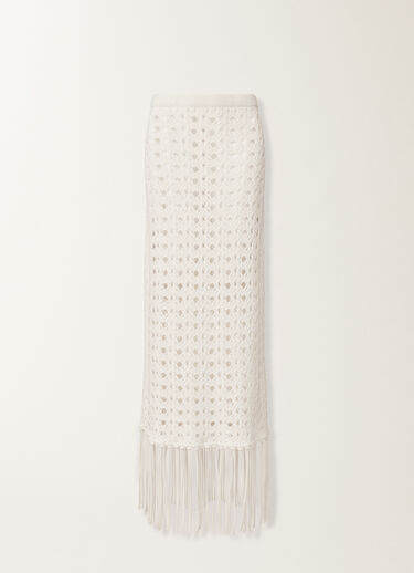 Fabiana Filippi Platinum skirt with fringes, raffia WHITE GND215F402L5980000