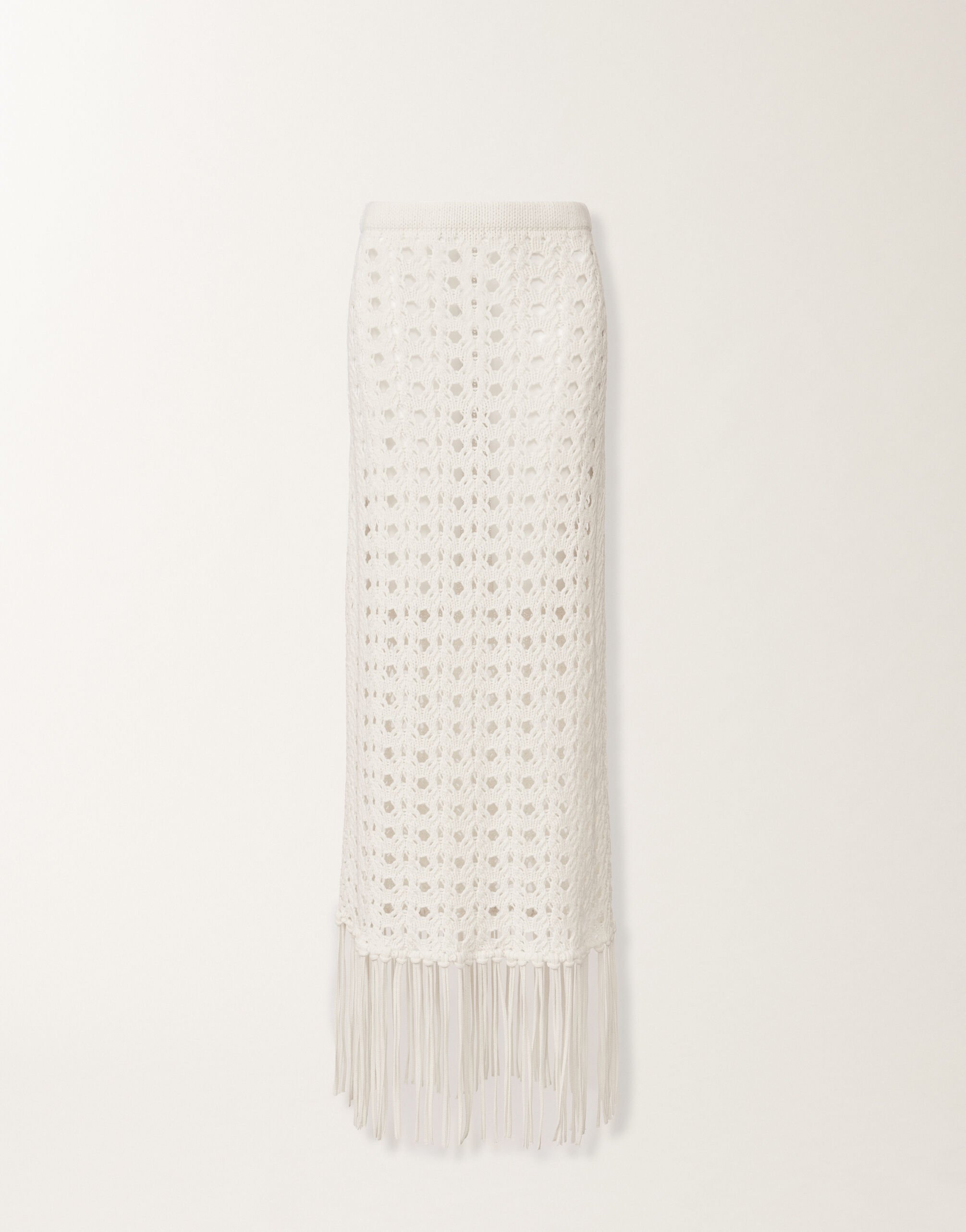 Fabiana Filippi Platinum skirt with fringes, raffia WHITE GND215F402L5980000