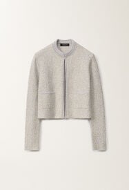 Fabiana Filippi Cardigan in Tweed aus Lurex-Strick, vanille und malve VANILLE MAD275F584L3660000
