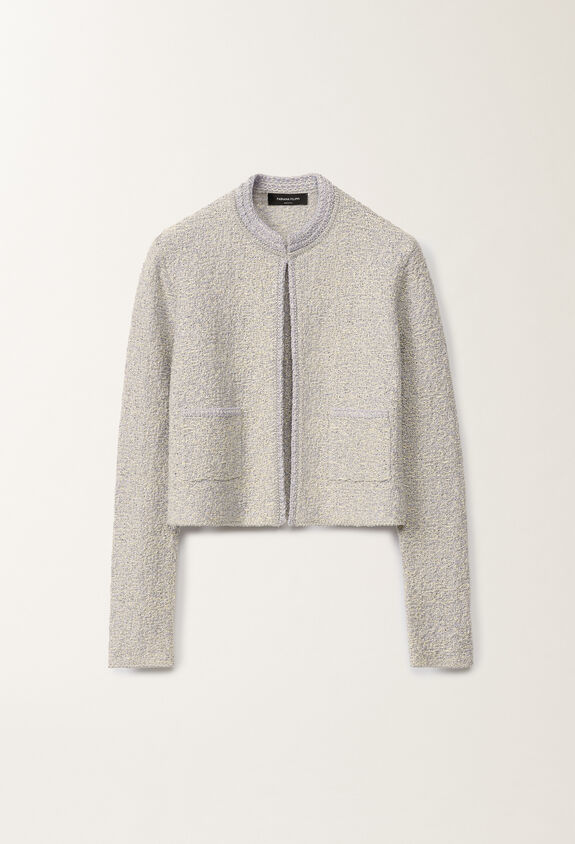 Fabiana Filippi Cardigan in tweed di maglia lurex, vaniglia e malva VANIGLIA/MALVA MAD275F584L3660000