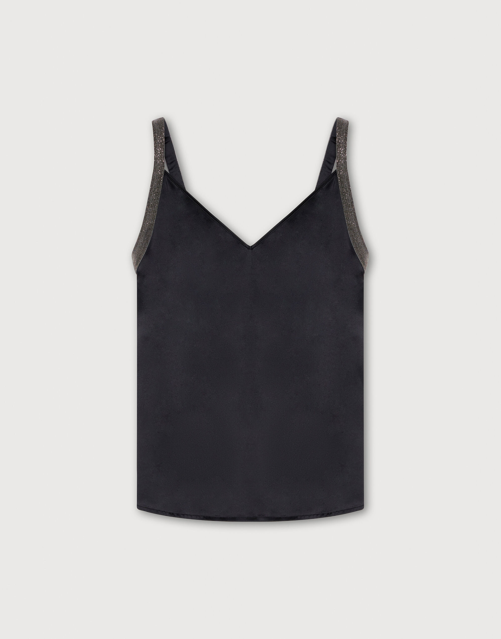 Top lingerie in raso di seta nero T Shirts Tops per Donna