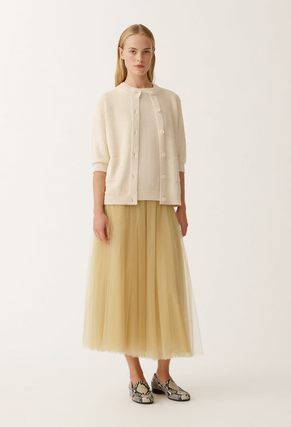 Fabiana Filippi Cotton and linen sweater with sequins, vanilla WHITE MAD265F490D2730000