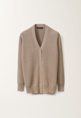 Fabiana Filippi Organic cotton and lurex cardigan, clay BLUE MAD275F053D2730000
