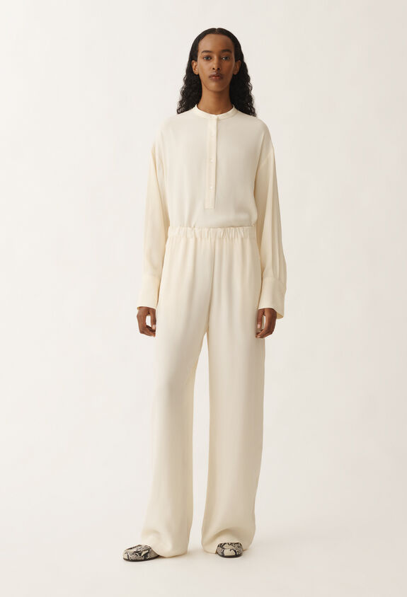 Fabiana Filippi Trevi longer envers satin trousers, vanilla WHITE PAD265F456L2880000
