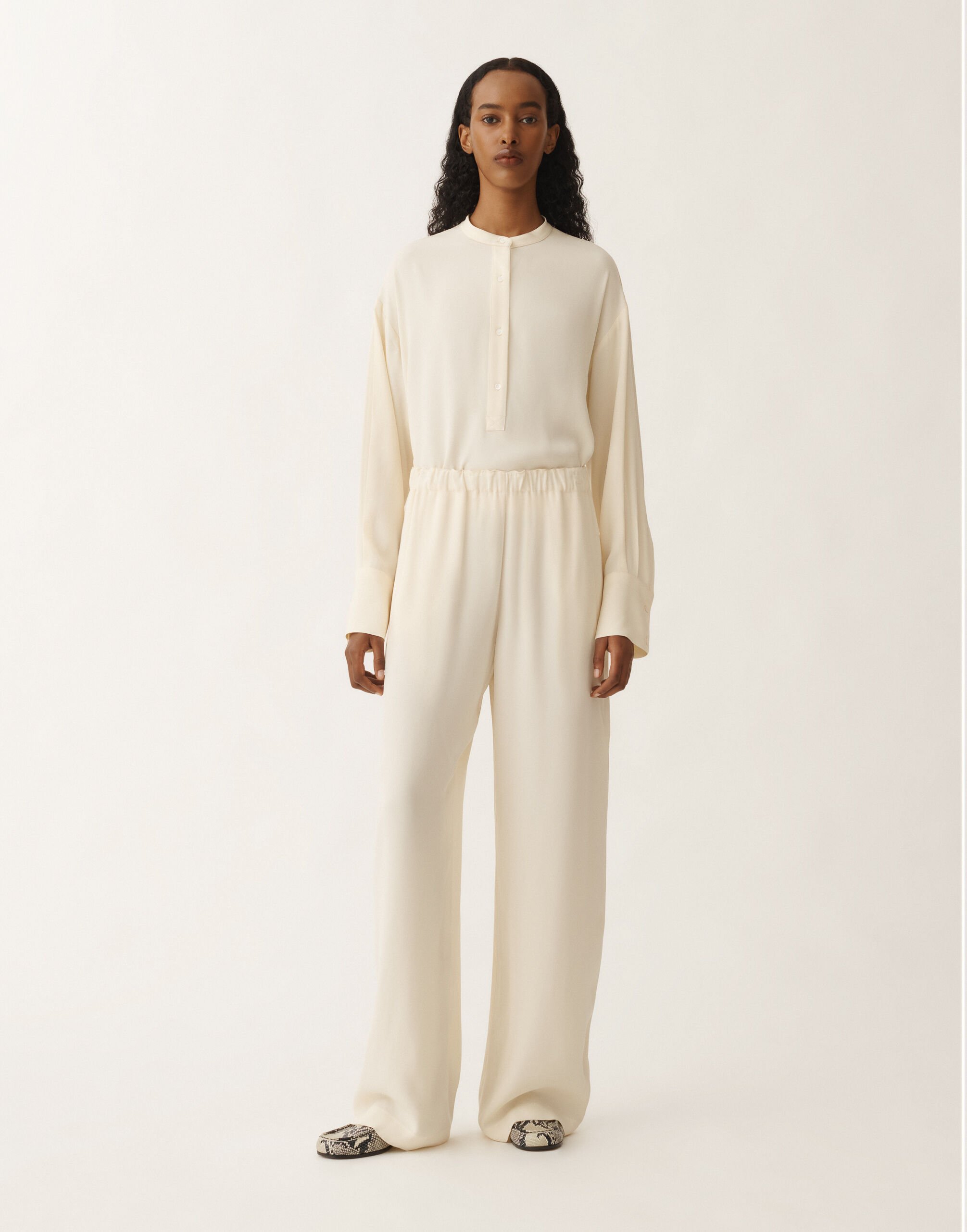 Fabiana Filippi Trevi longer envers satin trousers, vanilla WHITE PAD265F456L2880000