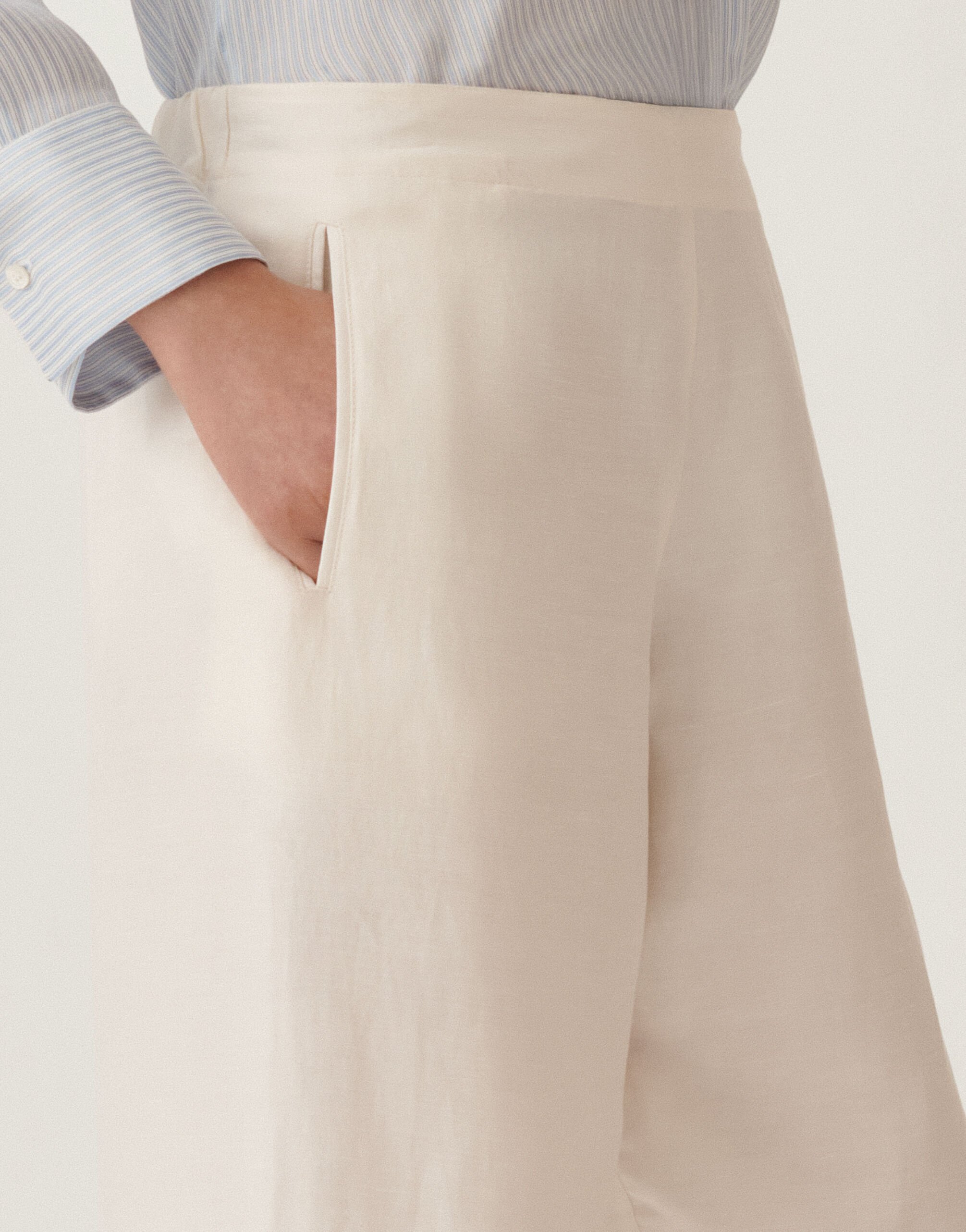 Fabiana Filippi Linen and viscose trousers, light sand BUTTER WHITE PADC02F400H5480000