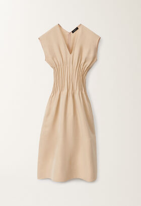 Fabiana Filippi Fluid linen and viscose dress, sand WHITE ABD265F175L1670000