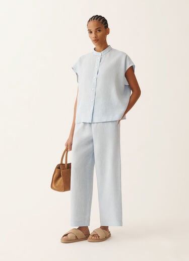 Camicia senza maniche in tela di lino, azzurro cielo Fabiana Filippi Camicia senza maniche in tela di lino, azzurro cielo AZZURRO CIELO CAD276F762M1630000