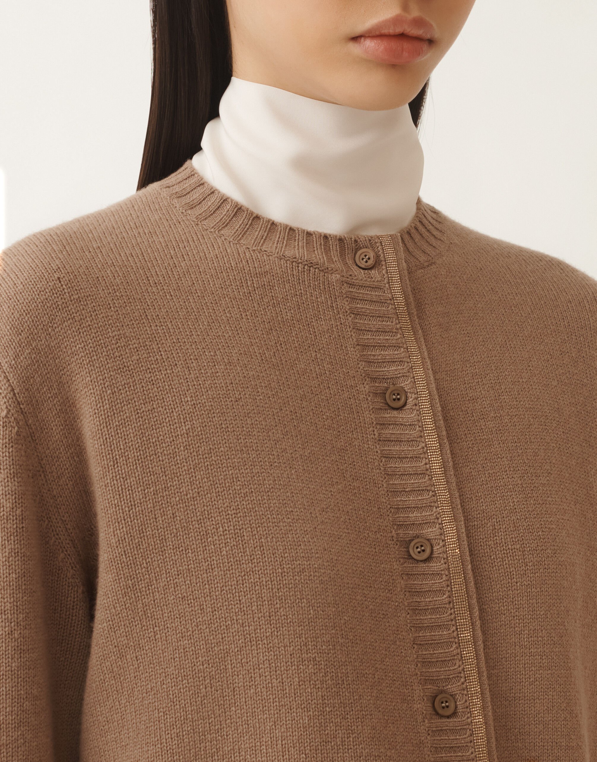 Fabiana Filippi Cardigan in Platin, Rinde Braun MAD225F057L5170000
