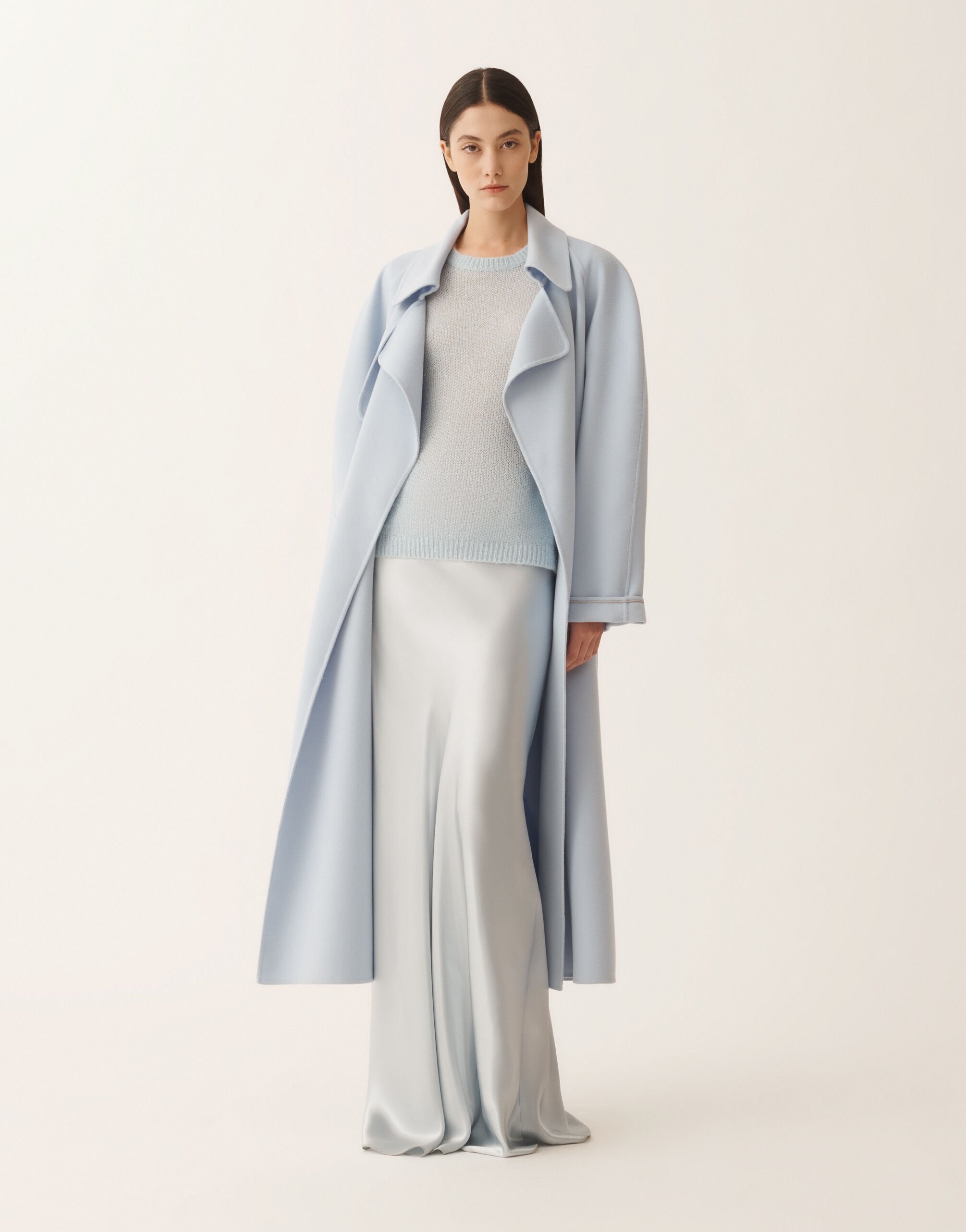 Fabiana Filippi Double wool trench coat, aqua Blue CTD266F244L7360000