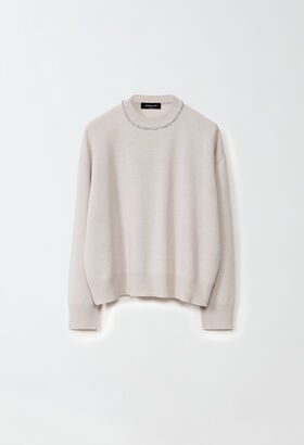Fabiana Filippi CREW NECK SWEATER WITH SEQUIN TRIM DETAIL GREY MAD224F546N1280000