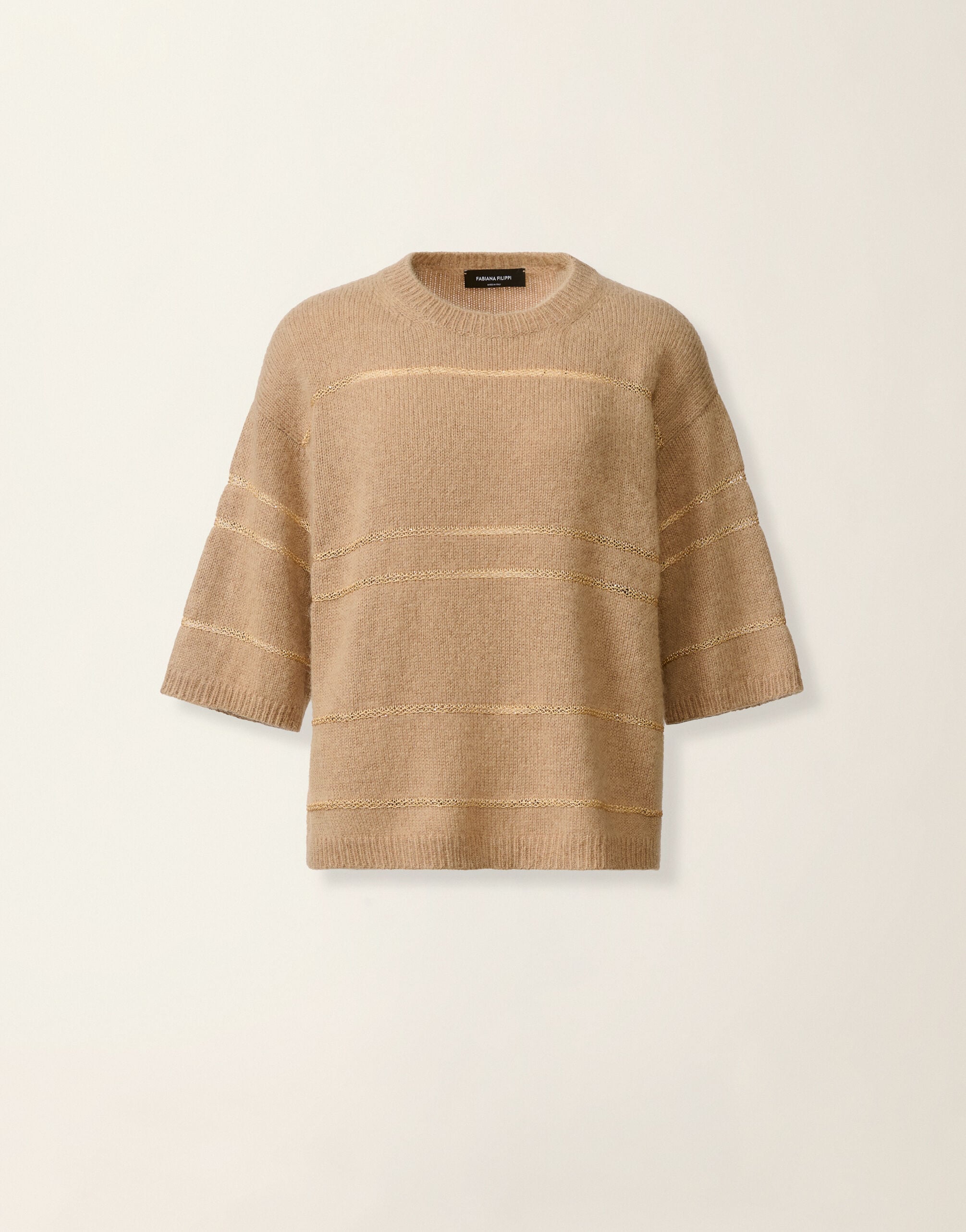 Striped Platinum and mohair sweater, beech Fabiana Filippi Striped Platinum and mohair sweater, beech Beech MAD226F388M4770000