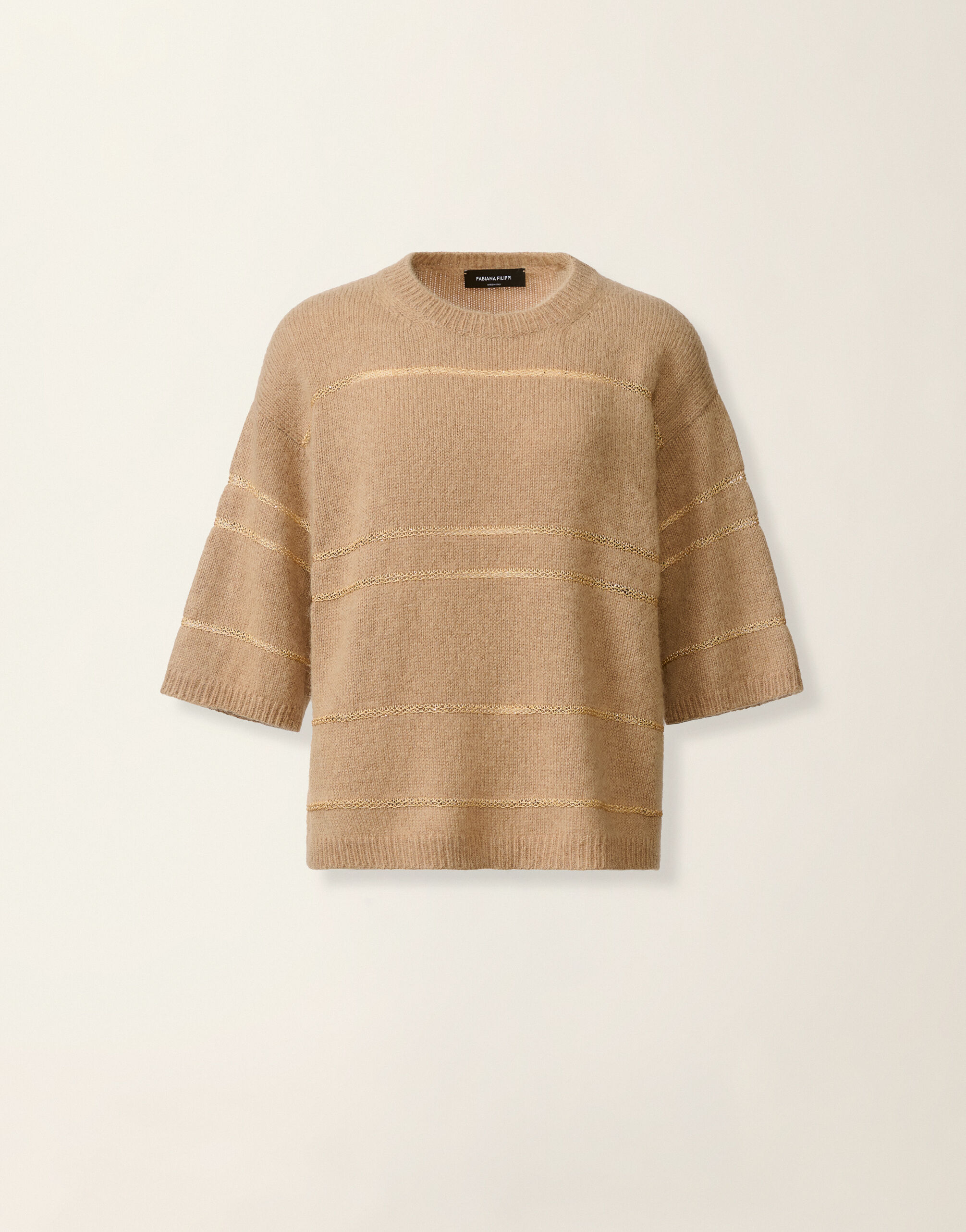 Striped Platinum and mohair sweater, beech Fabiana Filippi Striped Platinum and mohair sweater, beech Beech MAD226F388M4770000