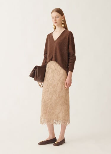 Fabiana Filippi Pullover aus Wolle mit Pailletten, ebenholzbraun Braun MAD215F064L5570000