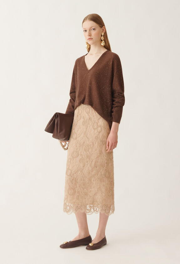 Fabiana Filippi Wool sweater with sequins, ebony BROWN MAD215F064L5570000