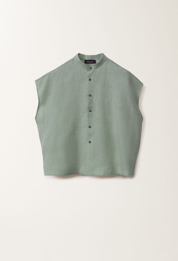 Fabiana Filippi Linen canvas shirt, teal TURQUOISE CAD275F883L3770000