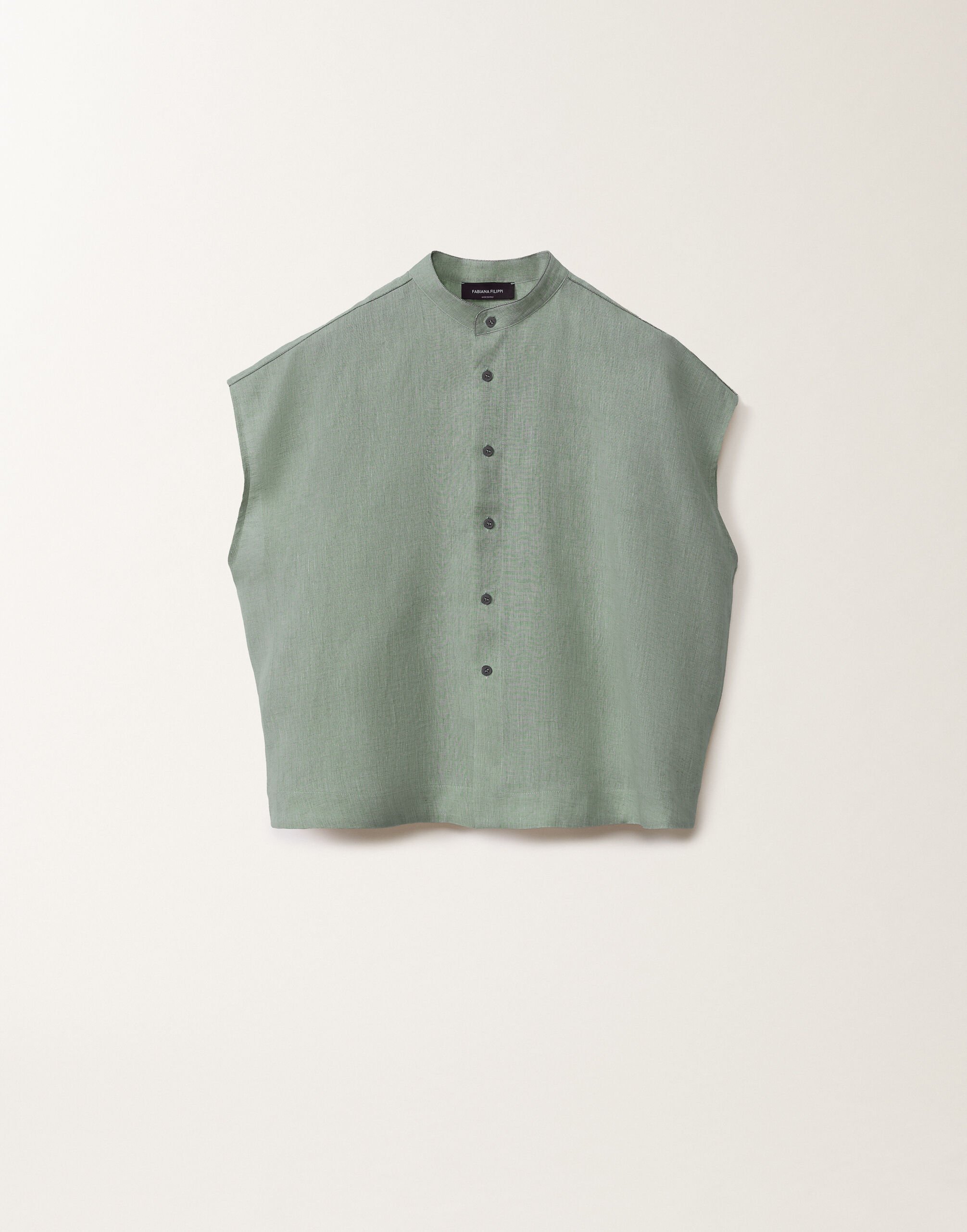 Fabiana Filippi Camisa de tela de lino, verde azulado TURQUESA CAD275F883L3770000