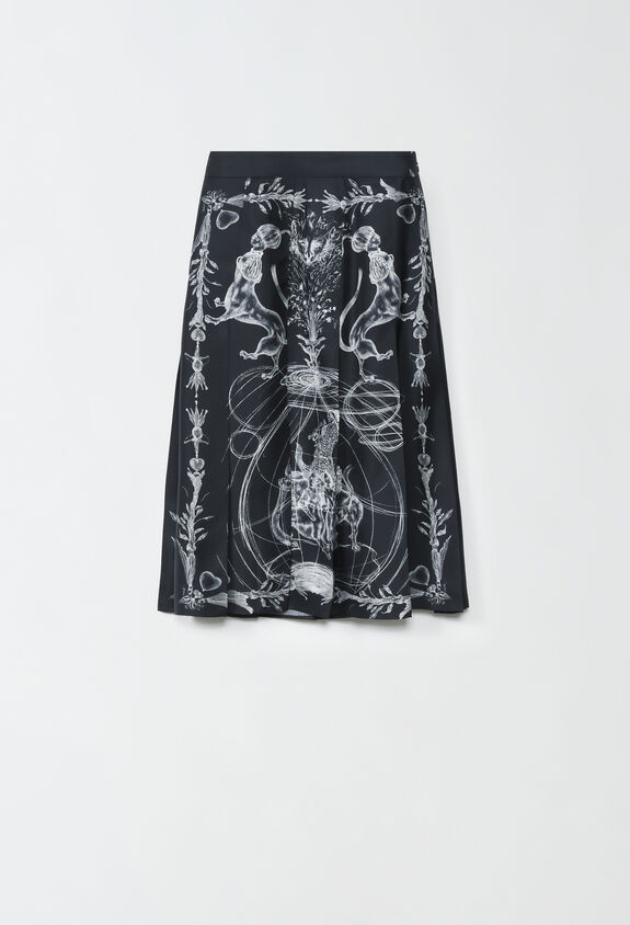 Fabiana Filippi PRINTED TWILL PLEATED SKIRT BLUE GND214F254D7560000