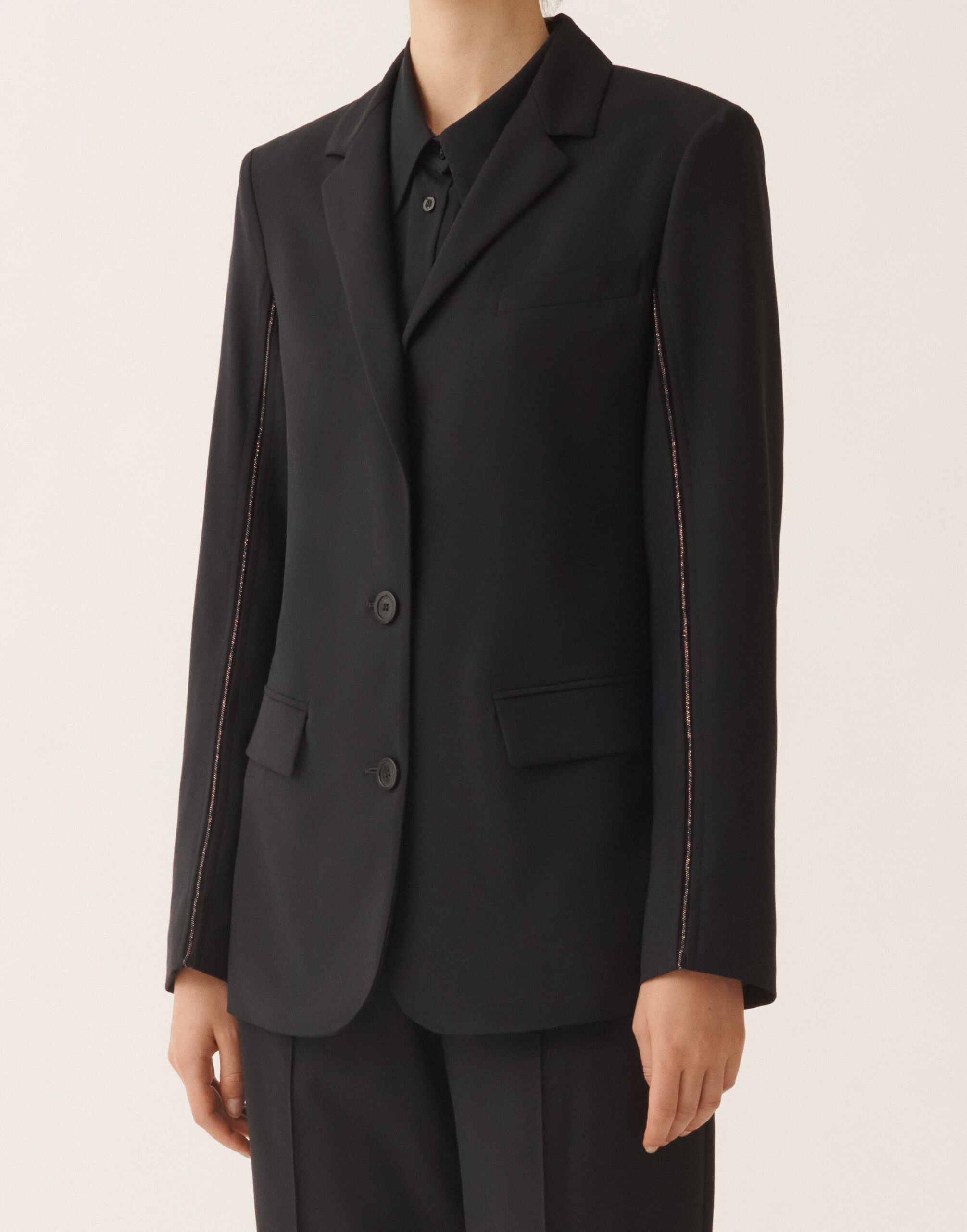 Oversized jacket in night blue bistretch lightweight wool for