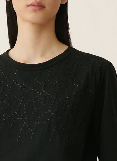 Embroidered jersey T-shirt, black Fabiana Filippi Embroidered jersey T-shirt, black Black JED226F558M4590000