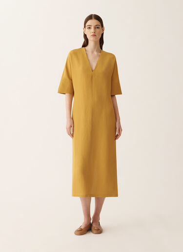 Fabiana Filippi Fluid linen and viscose dress in mustard MUSTARD ABD276F644M1480000